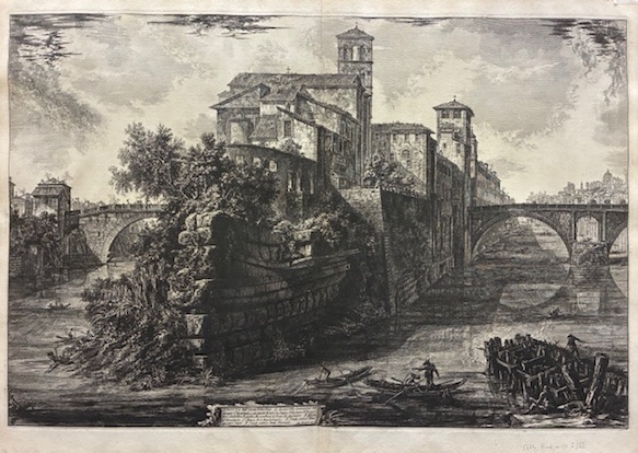 Piranesi Giovanni Battista (1720-1778) Veduta dell'Isola Tiberina 1775 Roma 